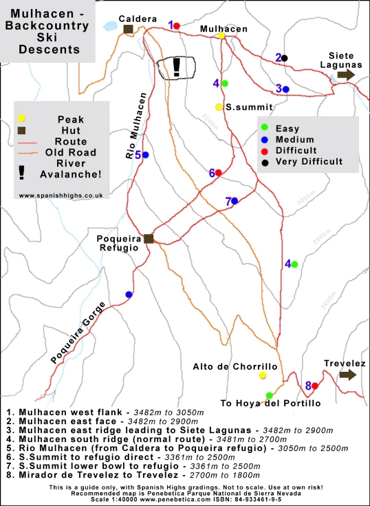 Ski map of Mulhacen